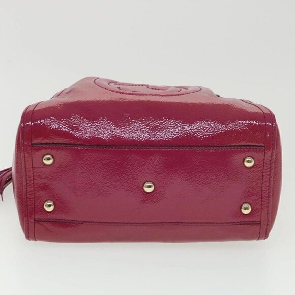 GUCCI Soho Hand Bag Enamel 2way Wine Red - Picture 9 of 15